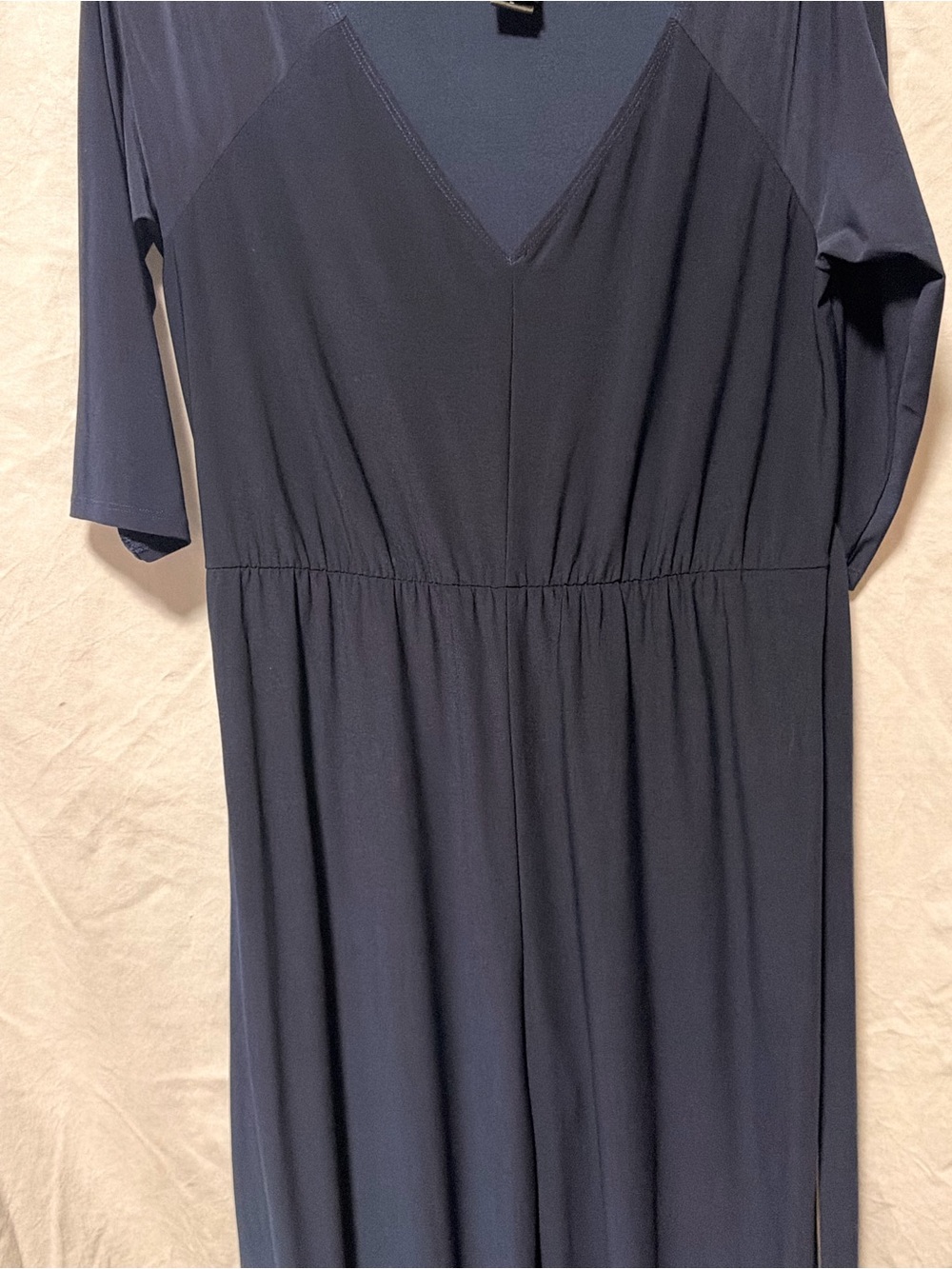 Wrapper Navy V-Neck Long Sleeve Midi Dress
